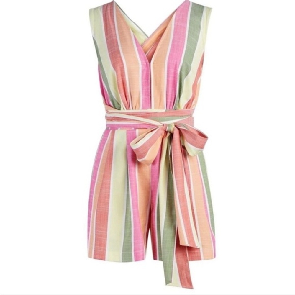 New York & Company Striped Tie-Waist Romper | New With Tags
